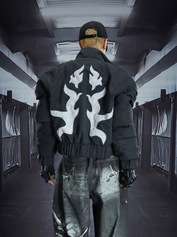 Heavyweight Puffer Jacket with Flame Applique 2