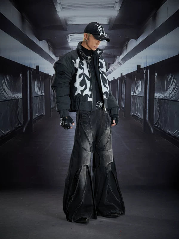 Heavyweight Puffer Jacket with Flame Applique 4