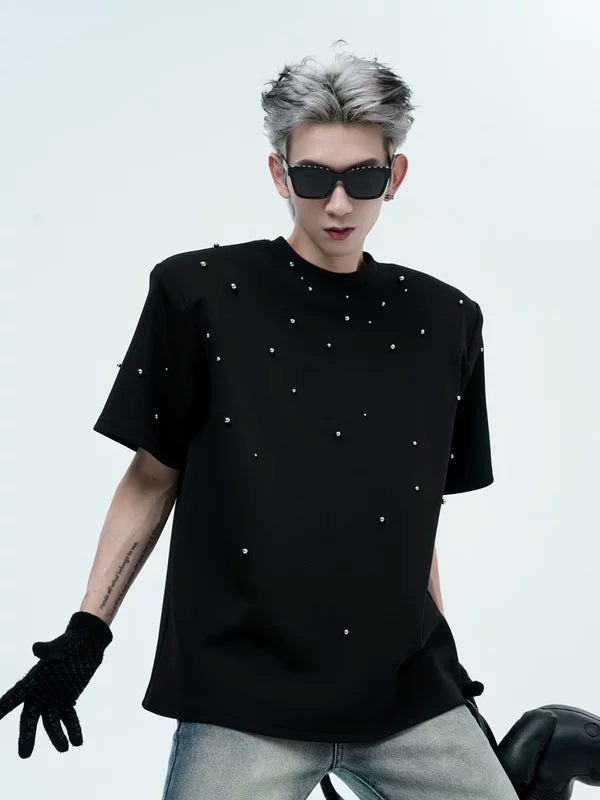 Heavyweight Shoulder Pad Beaded T-Shirt 2