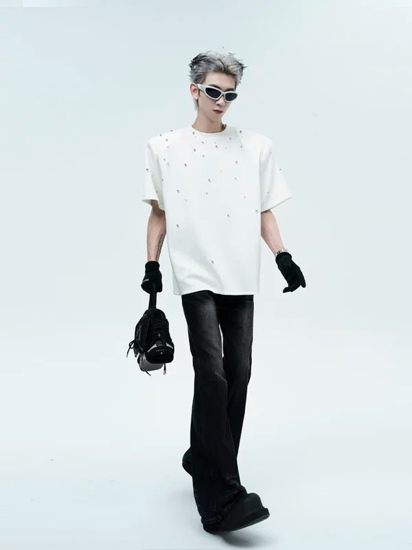 Heavyweight Shoulder Pad Beaded T-Shirt 4