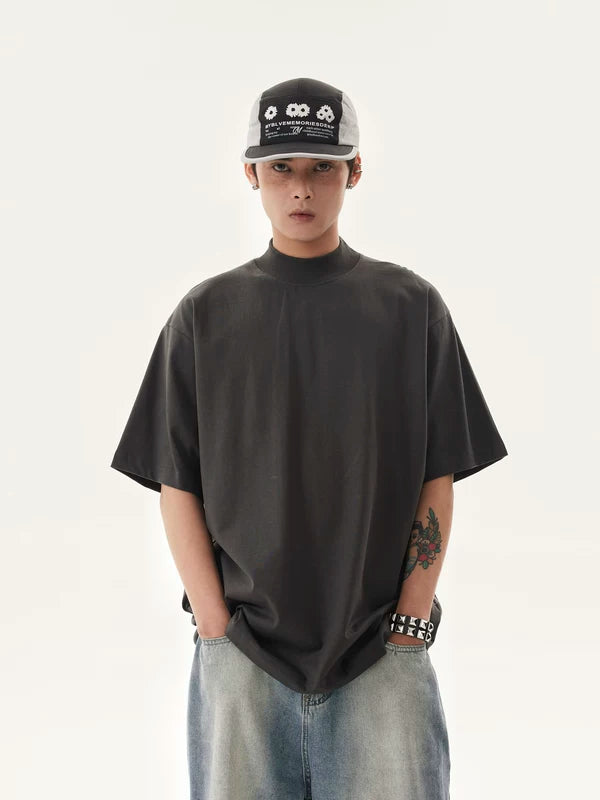 Heavyweight Washed Mock Neck T-Shirt 5