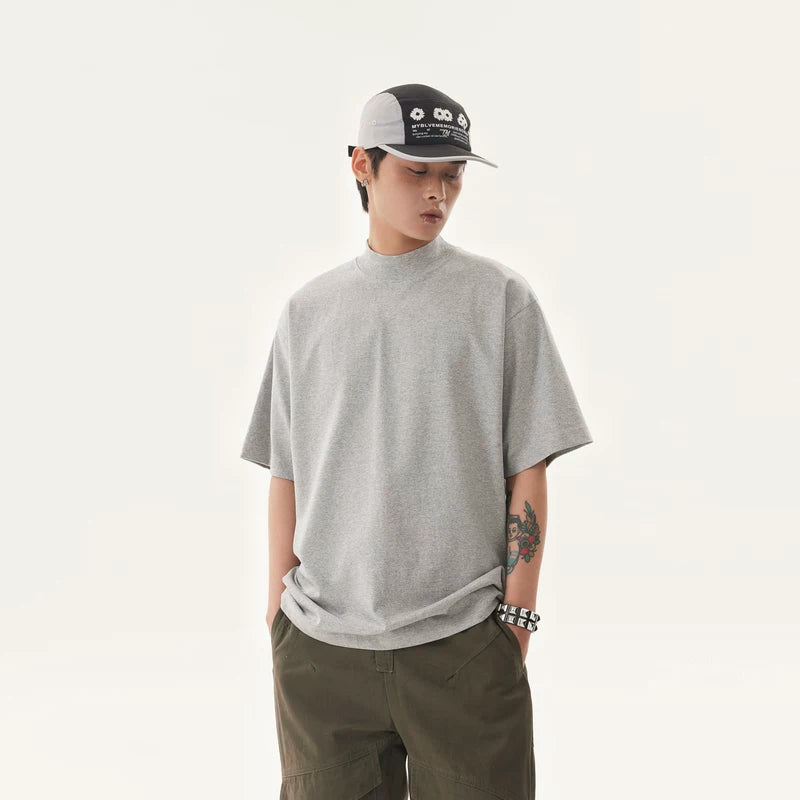 5496204434158,5496204434159,5496204434160,5496204434161, Heavyweight Washed Mock Neck T-Shirt