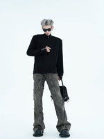 High-Neck Button Detail Padded Shoulder Shirt 5