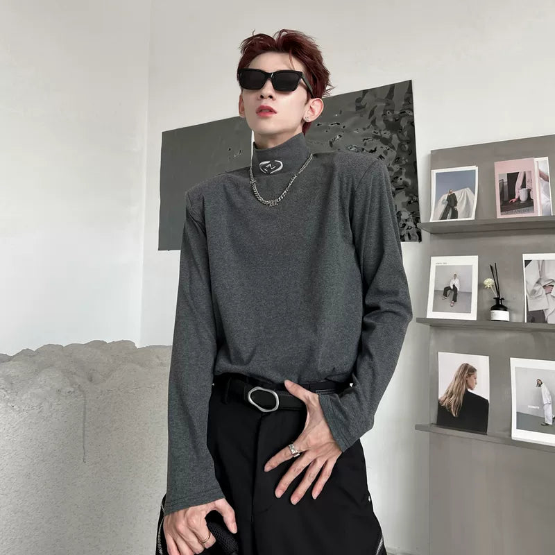 4899204217883,4899204217884,4899204217885,4899204217886, High-Neck Long-Sleeve T-Shirt