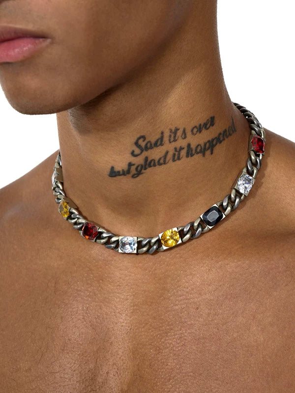 Hip Hop Zircon Titanium Steel Chain Necklace 1