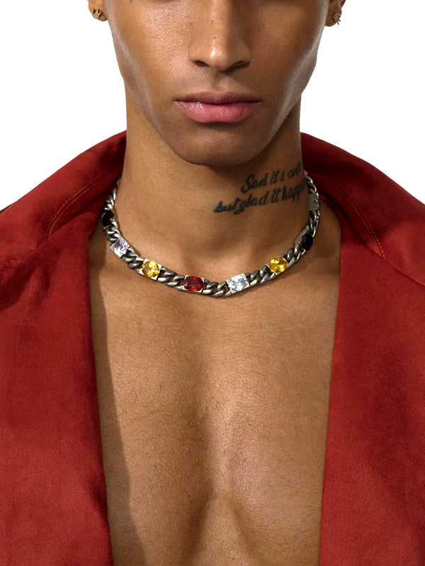 Hip Hop Zircon Titanium Steel Chain Necklace 2