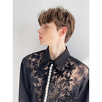 Hollow Lace 3D Floral Long-Sleeve Shirt 2