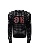 Hollow-Out Embroidered Badge Knit Sweater 5
