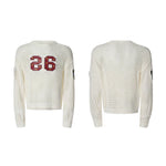 6043714321702,6043714321703,6043714321704, Hollow-Out Embroidered Badge Knit Sweater