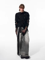 Hollow-Out Hooded Knit Sweater with Pearls 3