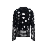 5735335369974,5735335369975,5735335369976, Hollow-Out Hooded Knit Sweater with Pearls