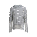 5735335369977,5735335369978,5735335369979, Hollow-Out Hooded Knit Sweater with Pearls