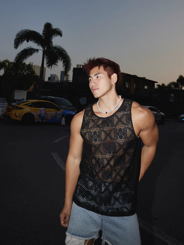 Hollow-Out Knit Tank Top 1