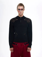 Hollow-Out Slim Fit Zip-Up Sweater 3