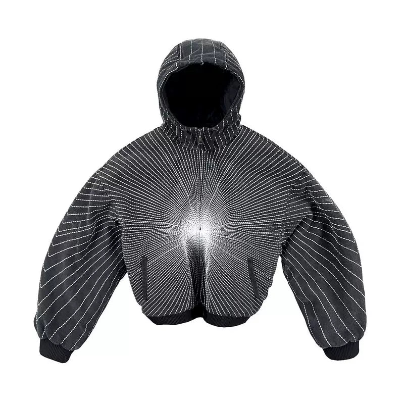 Hooded Canvas Jacket with Mirror Embroidery 2