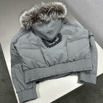 Hooded Down Bomber Jacket with Fur Collar 3