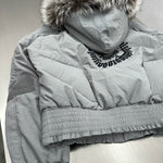 Hooded Down Bomber Jacket with Fur Collar 4
