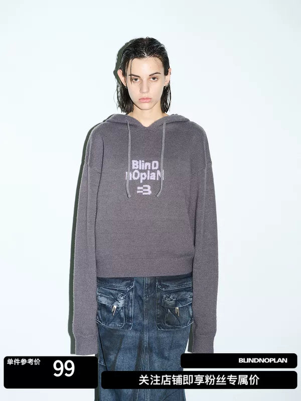 Hooded Logo Knit Pullover Sweater 1
