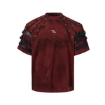 5789313488446,5789313488447,5789313488448,5789313488449, Hooded Patchwork Leather Studded T-Shirt