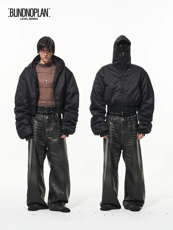 Hooded Puffer Jacket with High Neck Zip 1