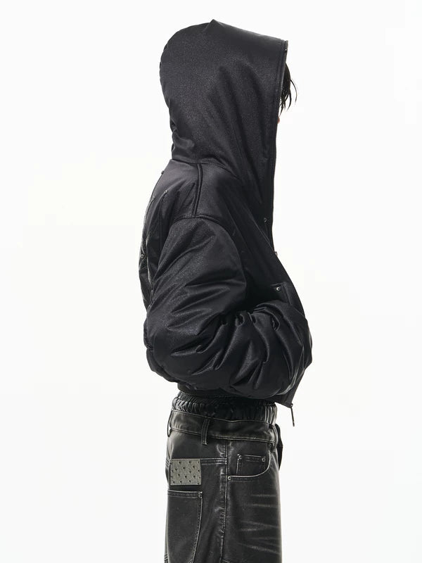 Hooded Puffer Jacket with High Neck Zip 3