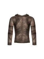Hooded Ruched Mesh Long-Sleeve T-Shirt 5