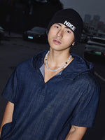 Hooded Short-Sleeve Denim Shirt and Pants 5