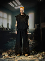 Hooded Zipper Vest and Wide-Leg Pants Set 5
