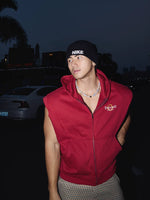 Hooded Zippered Sleeveless Vest Padded Shoulders 3