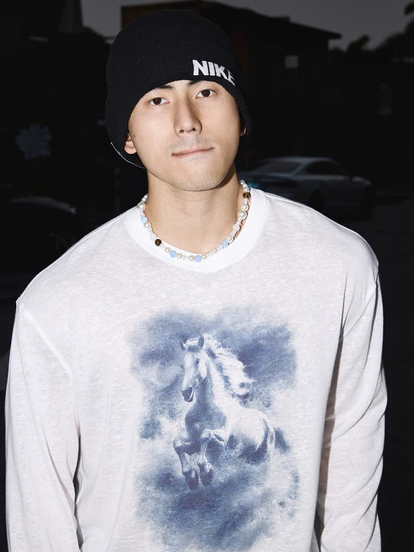 Horse Graphic Lightweight Long-Sleeve T-Shirt 5