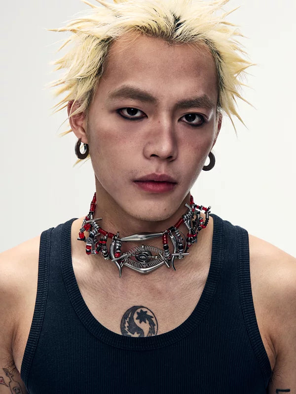 Industrial Style Beaded Collarbone Necklace 1