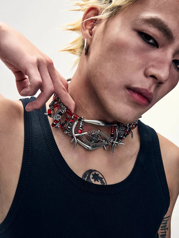Industrial Style Beaded Collarbone Necklace 5