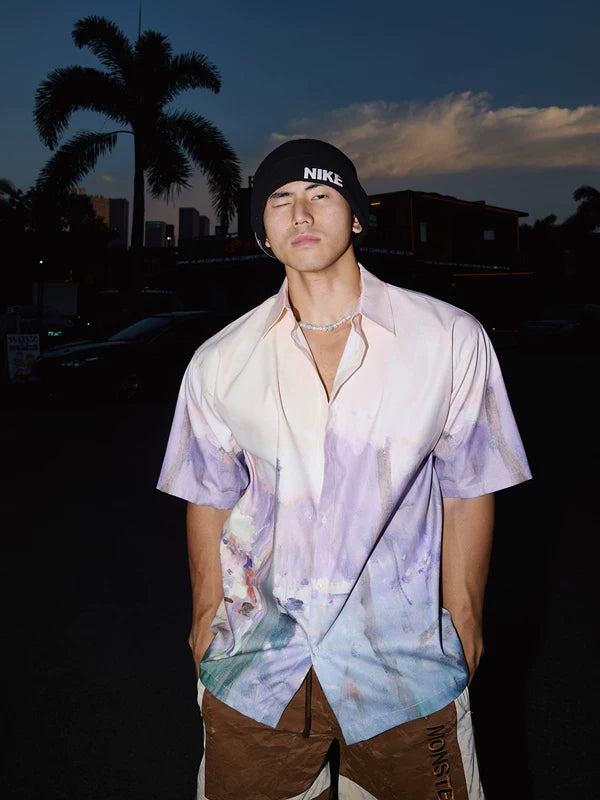 Ink Art Short Sleeve Button-Down Shirt 1