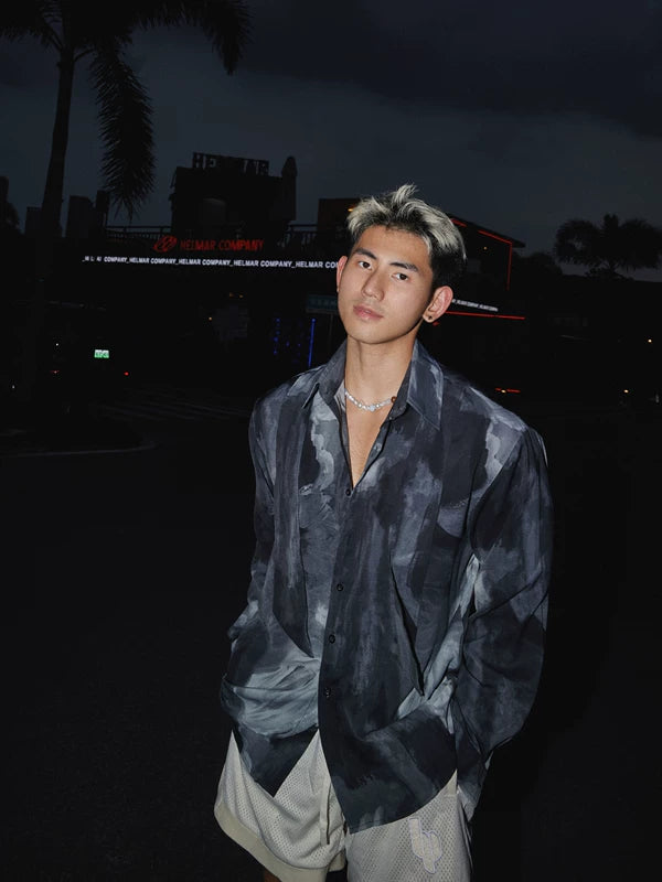 Ink Wash Dye Ribbon Long-Sleeve Shirt 3