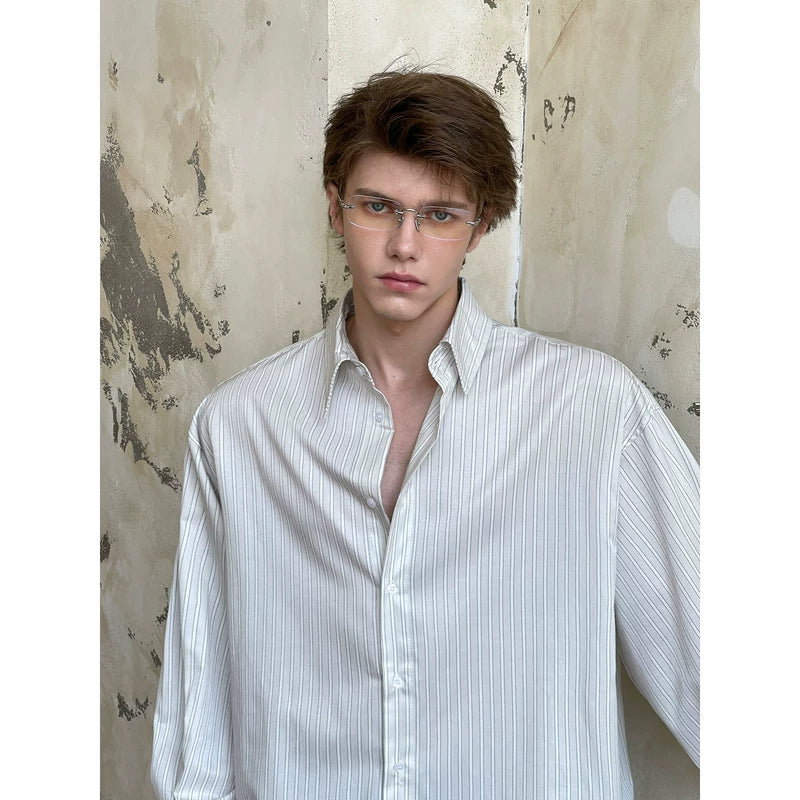 Striped Button-Up Shirt and Pants Set 3