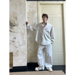 Striped Button-Up Shirt and Pants Set 4