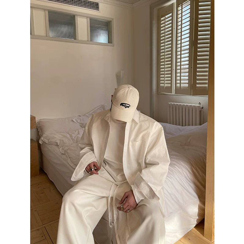 Oversized Minimalist Cotton-Feel Button-Up Shirt 2
