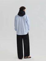 Striped Cotton Long-Sleeve Hooded Shirt 5