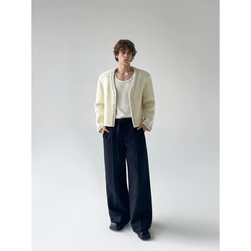 Wool Cardigan with Rhinestone Embellishment 4