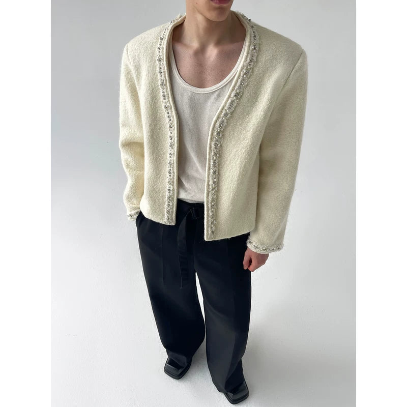 Wool Cardigan with Rhinestone Embellishment 5