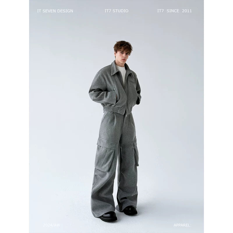 Jacket and Wide-Leg Cargo Pants Set 1