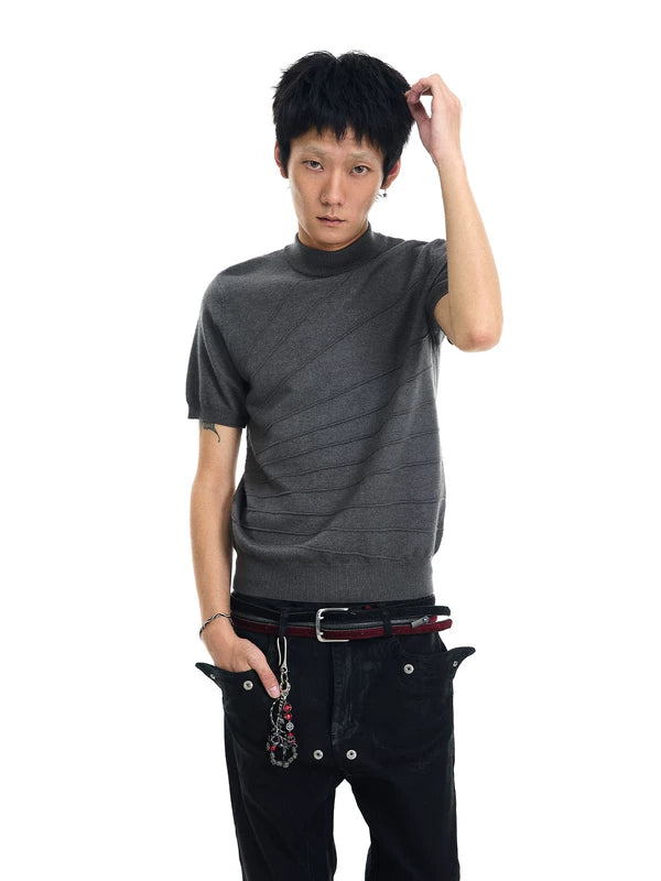 Jacquard Knit Mock Neck Top 1
