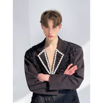 Jacquard Suit Jacket with Pearl Collar 2