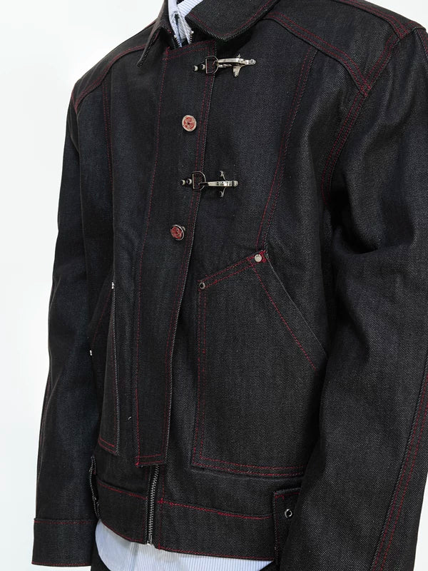 Japanese Raw Denim Airplane Buckle Jacket 4