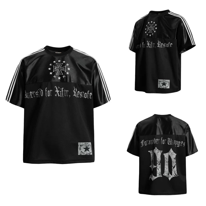 6230486450512,6230486450513,6230486450514,6230486450515, Jersey Streetwear Graphic Short-Sleeve Top