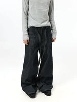 Kendo Wide-Leg Drawstring Denim Pants 3