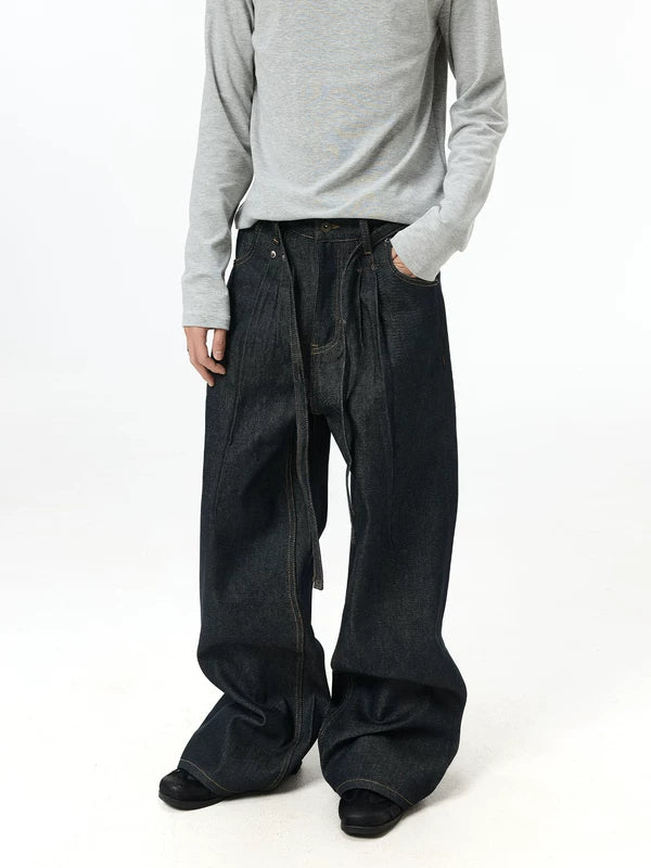 Kendo Wide-Leg Drawstring Denim Pants 4
