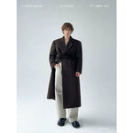 Knee-Length Wool Coat with Fur Belt 1