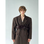 Knee-Length Wool Coat with Fur Belt 2