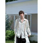 Lace Panel Long Sleeve Shirt with Beaded Collar 4